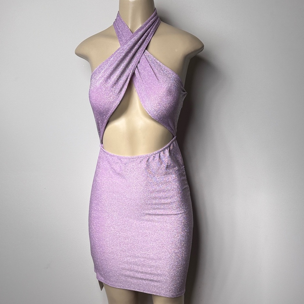 ROMWE Glittering Lavender Backless Dress